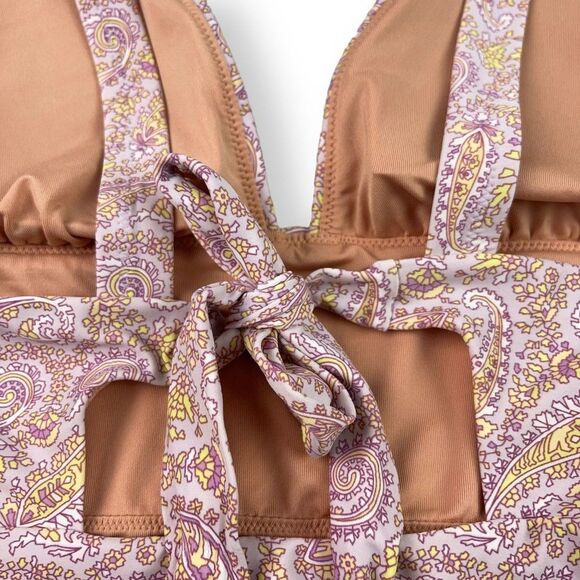 J. Crew Eco Plunge V-Neck One-Piece Swimsuit in Beach Paisley - Picture 7 of 9